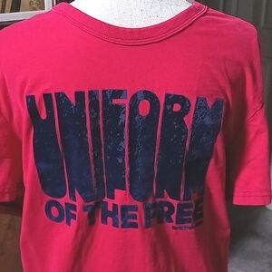 G-STAR Raw Rounded Neck Shortsleeve T-Shirt Red With Blue Letters Size XXL